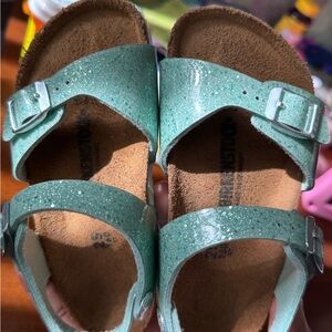 Kids Glittery Green Birkenstock Sandals